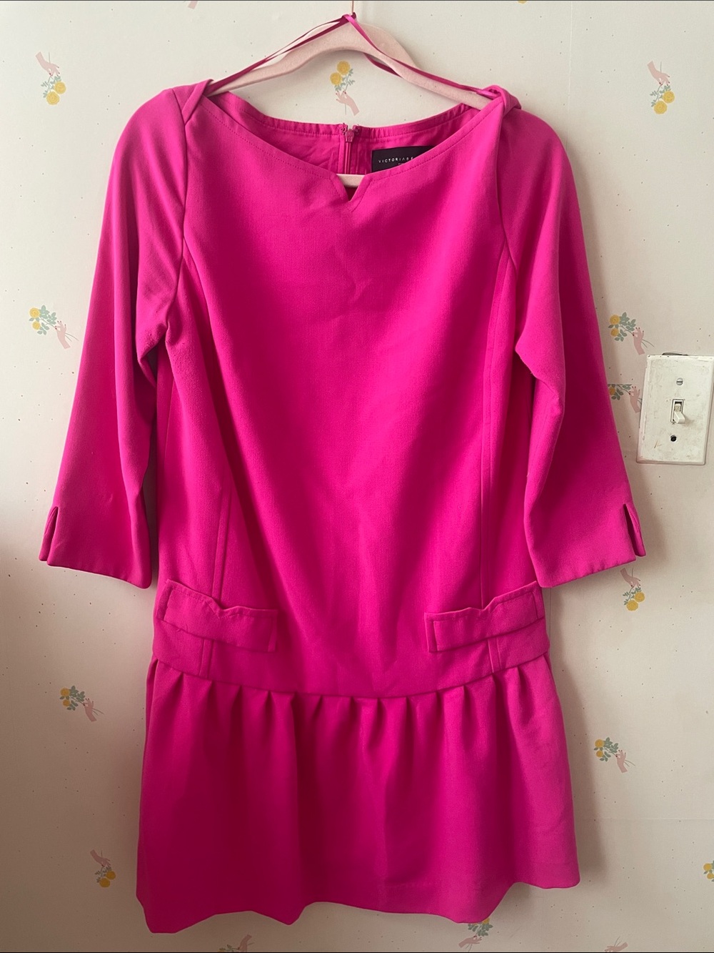 Victoria Beckham for Target Hot Pink Shift Dress - Three-Quarter Sleeves
